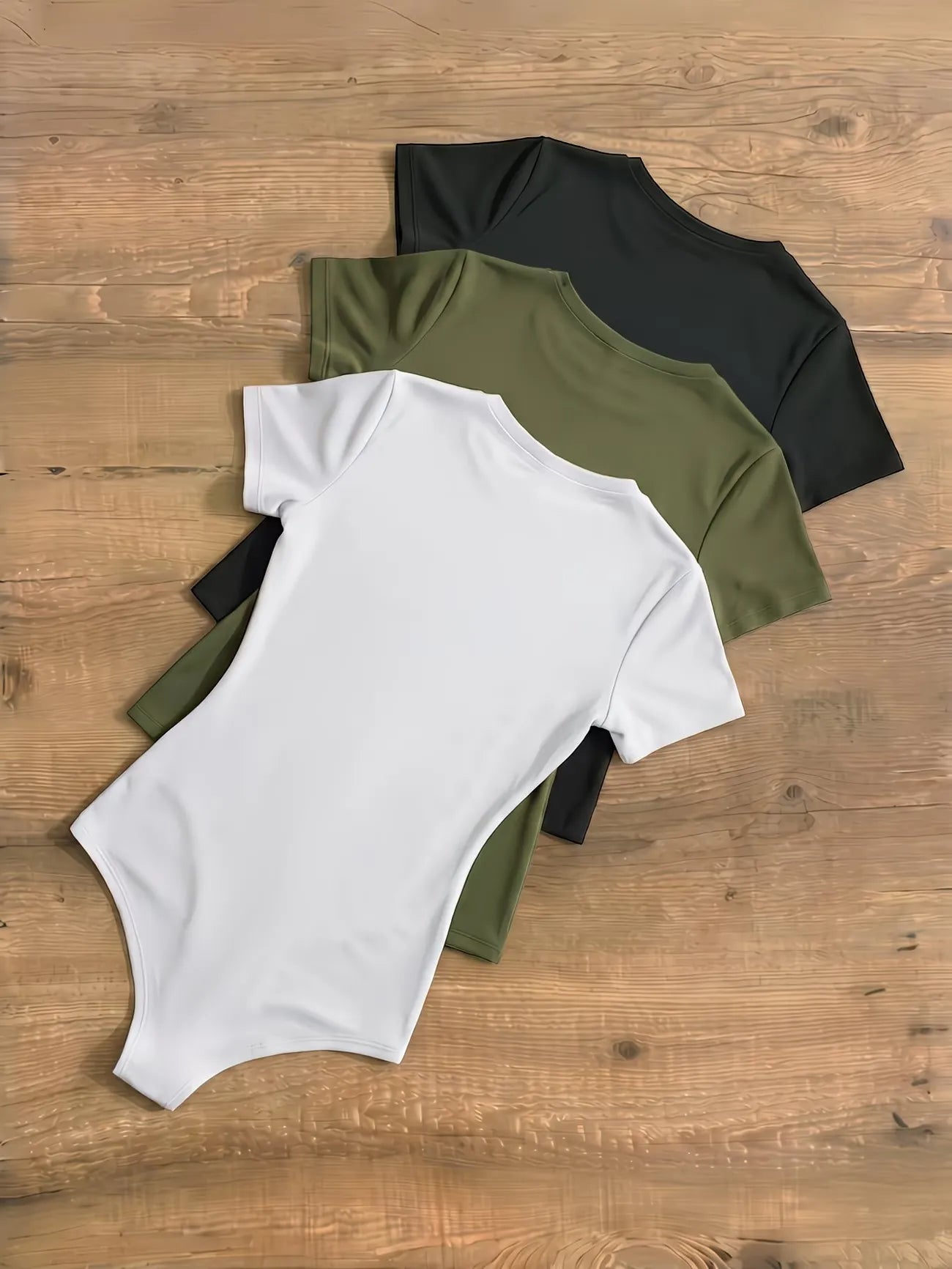 Women’s Short Sleeve Crew Neck Slim Fit Bodysuit 3-Pack Set