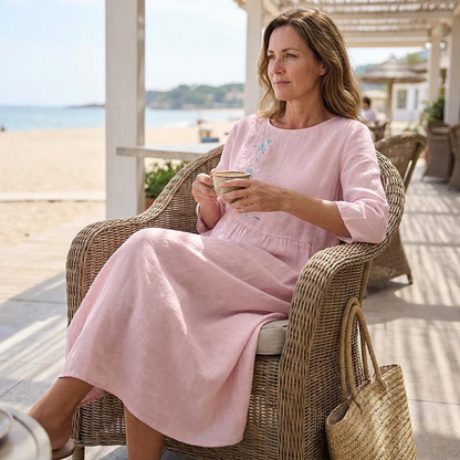 Women’s Embroidered Relaxed Fit Midi Dress