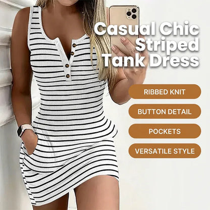 Women’s Striped Button Tank Dress