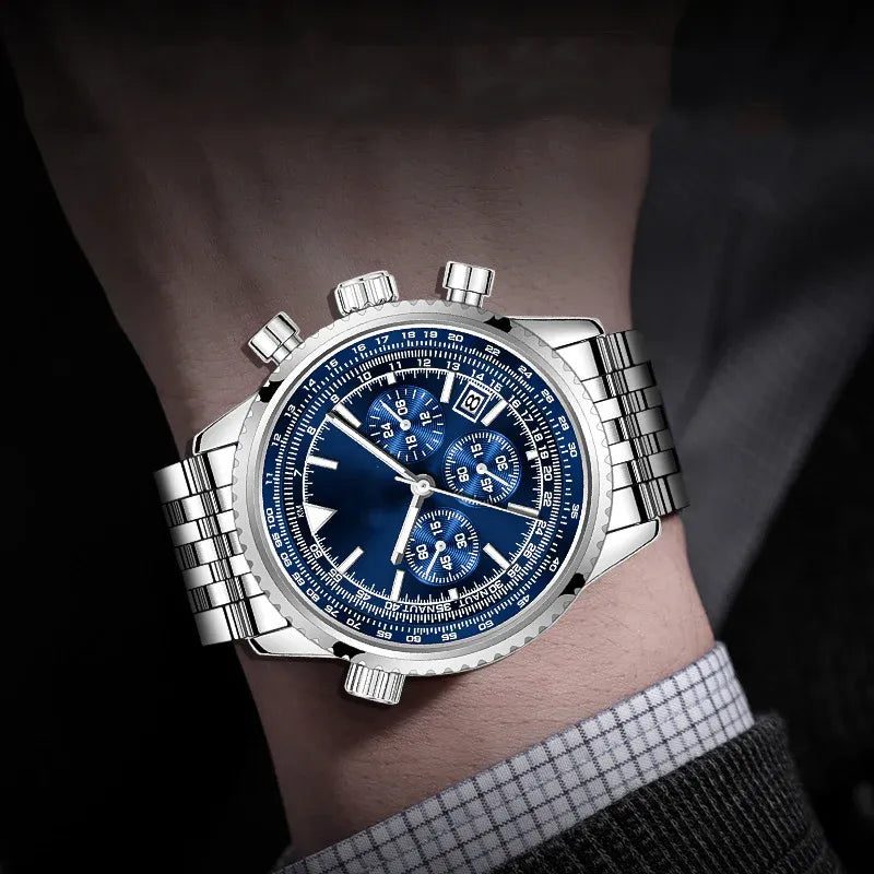 Men’s Chronograph-Style Stainless Steel Bracelet Watch