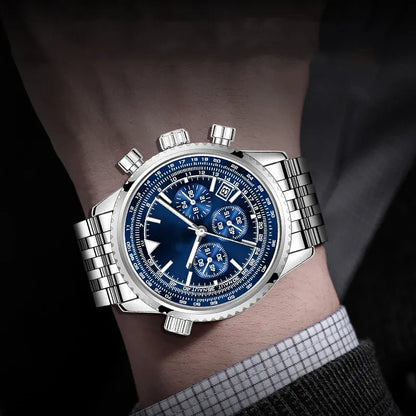 Men’s Chronograph-Style Stainless Steel Bracelet Watch