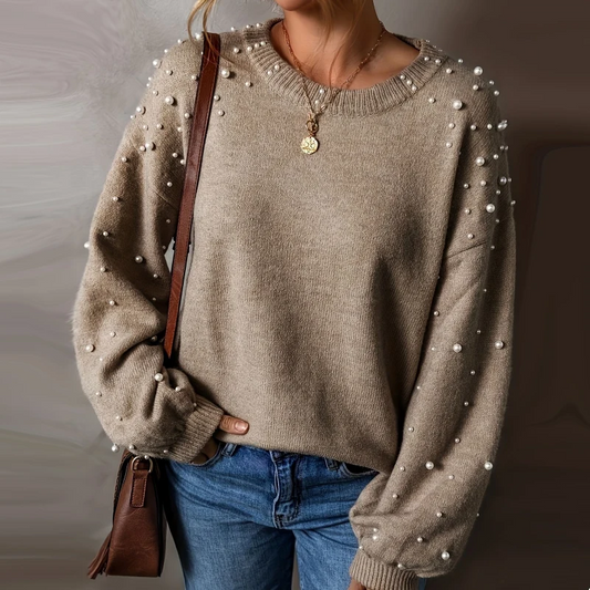 Women's Pearl-Embellished Crewneck Sweater