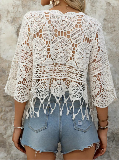 Women’s Boho Crochet Fringe Cover Up