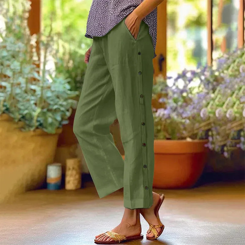 Women’s Side Button Cropped Pants