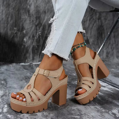 Women’s T-Strap Platform Block Heel Sandals
