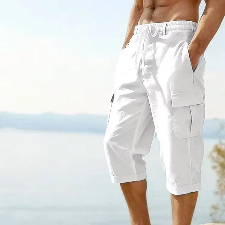 Men's Drawstring Cargo Capri Pants