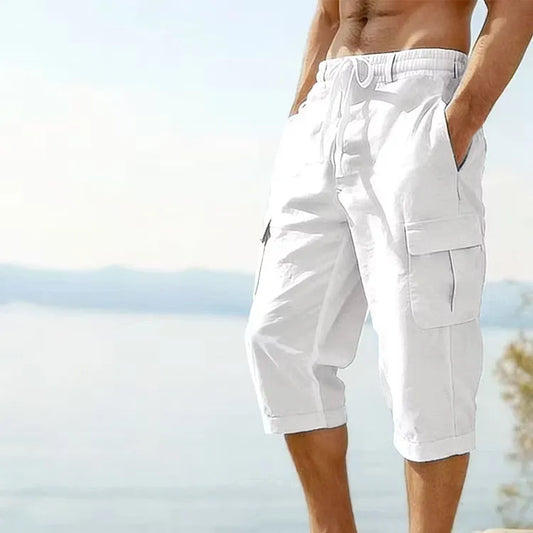 Men's Drawstring Cargo Capri Pants