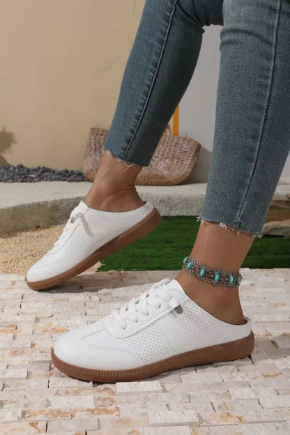 Women’s Perforated Backless Lace-Up Sneakers