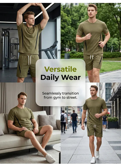 Men’s Waffle Knit T-Shirt and Shorts Set