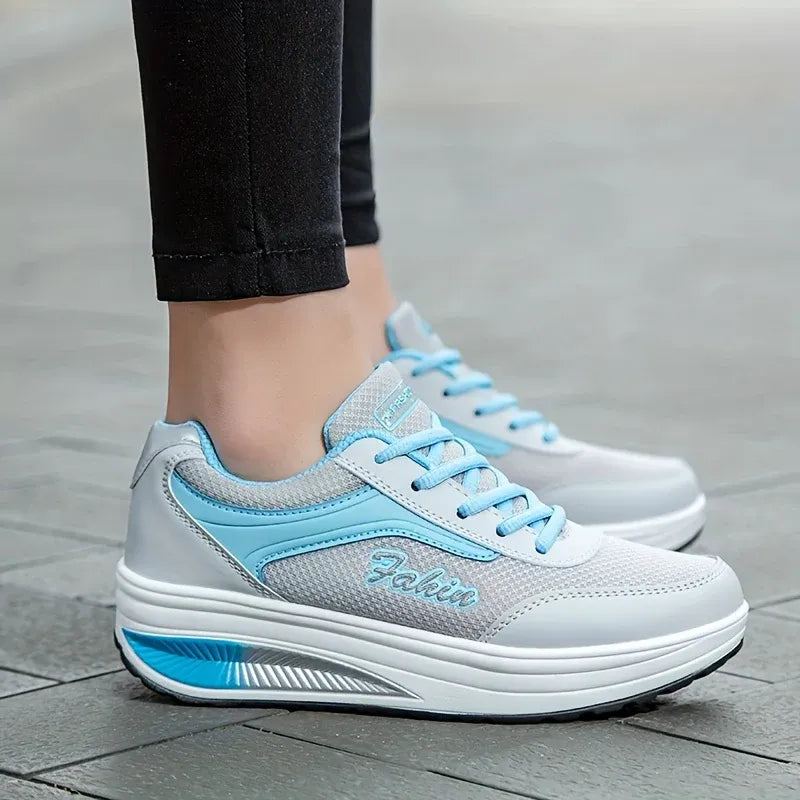 Women's Knit Lace-Up Walking Sneakers