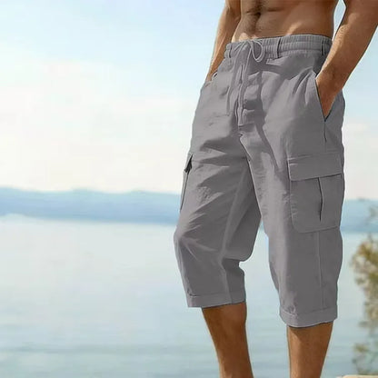 Men's Drawstring Cargo Capri Pants