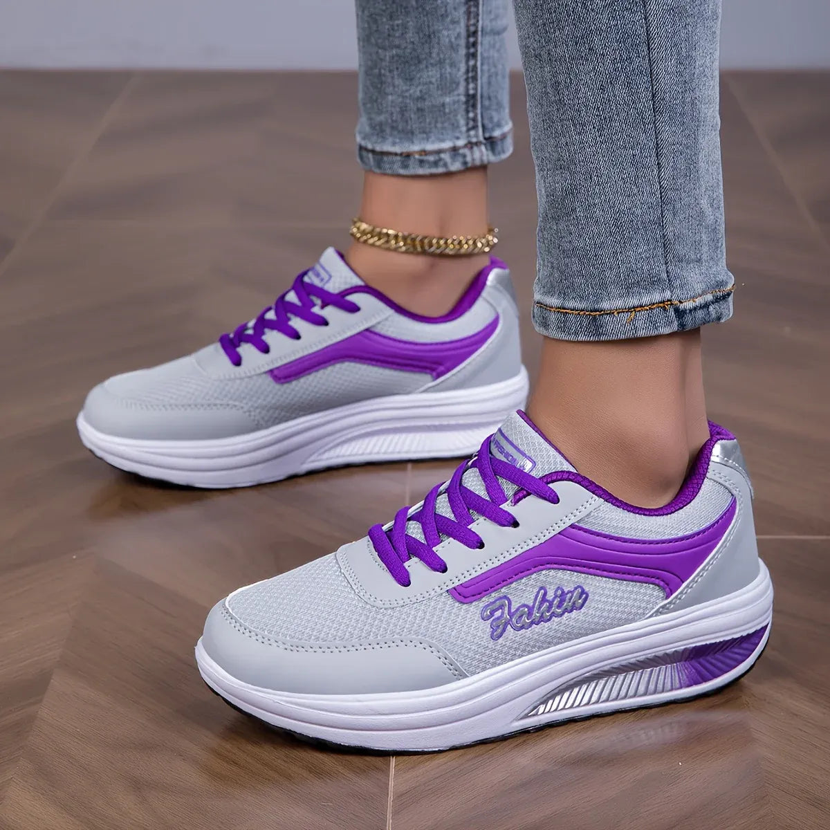 Women's Knit Lace-Up Walking Sneakers