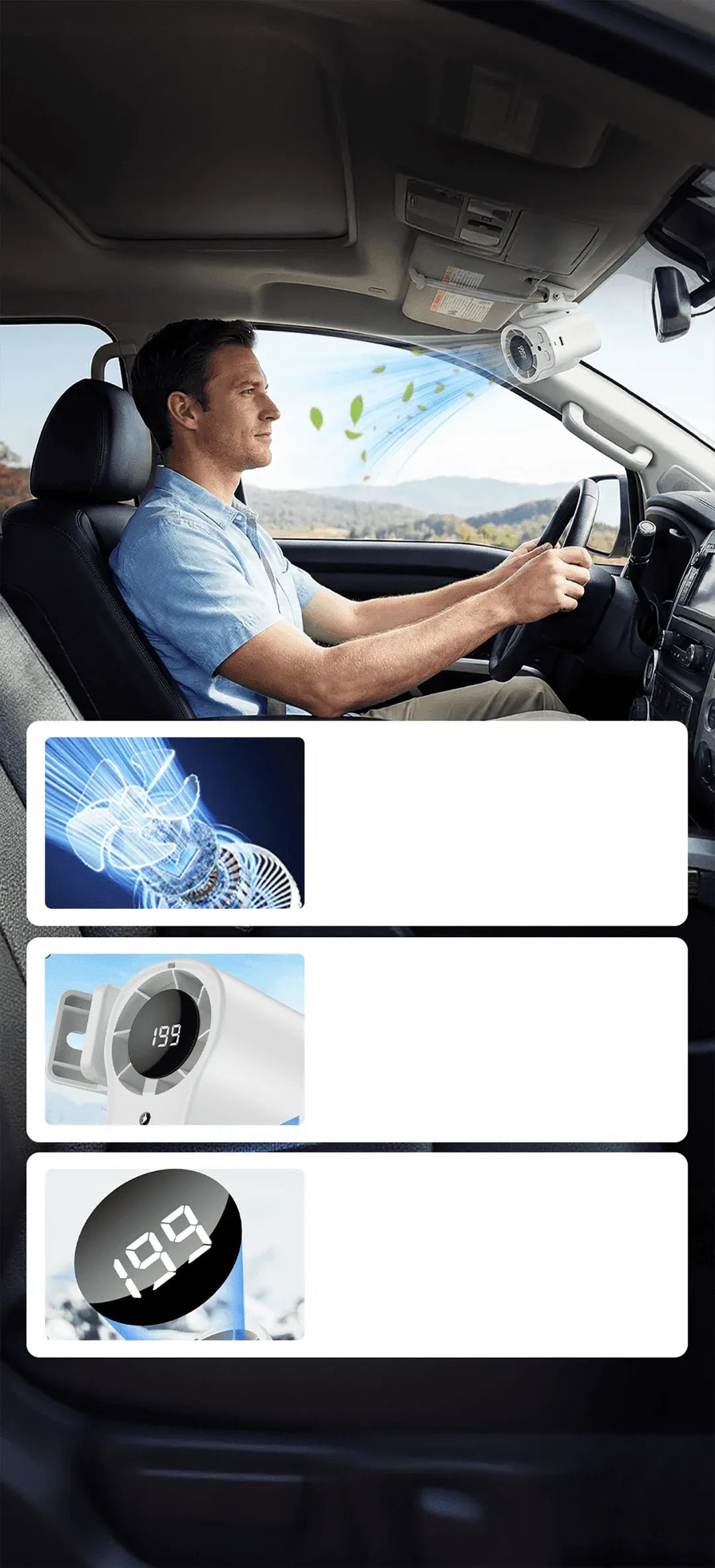 Portable Clip-On Turbo Fan with LED Display