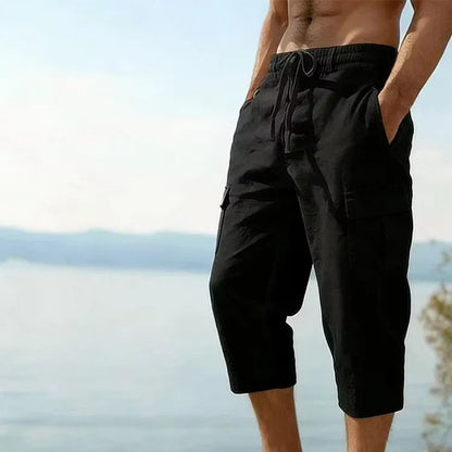 Men's Drawstring Cargo Capri Pants