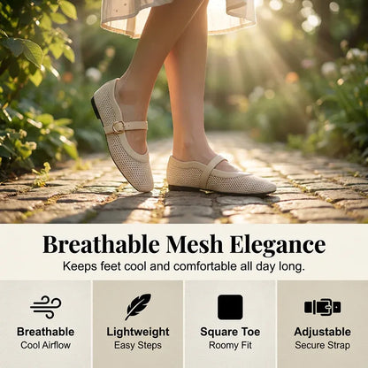 Women’s Breathable Mesh Mary Jane Flats