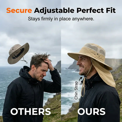 Adjustable Sun Protection Hat with Face Cover Flap