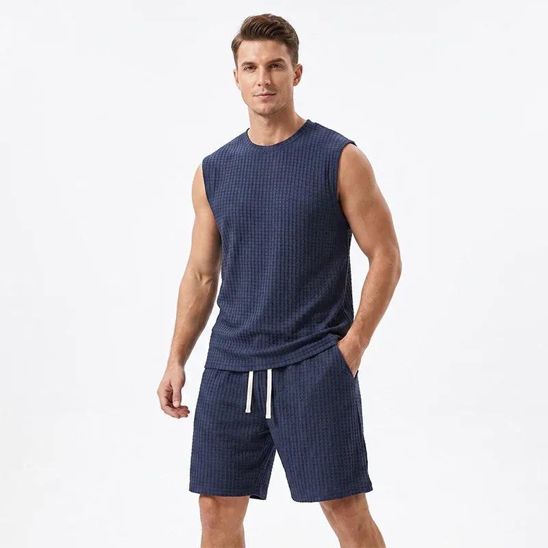 Men’s Textured Sleeveless Lounge Set