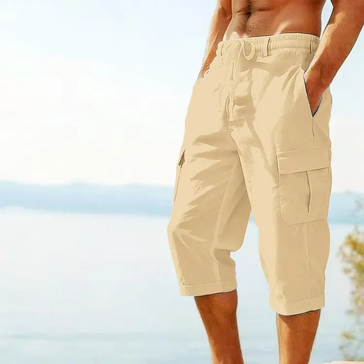 Men's Drawstring Cargo Capri Pants