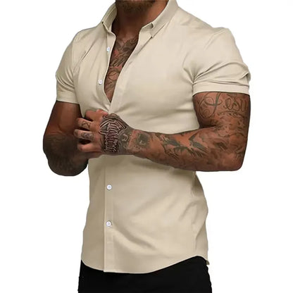 Men’s Muscle Fit Short Sleeve Button-Down Shirt