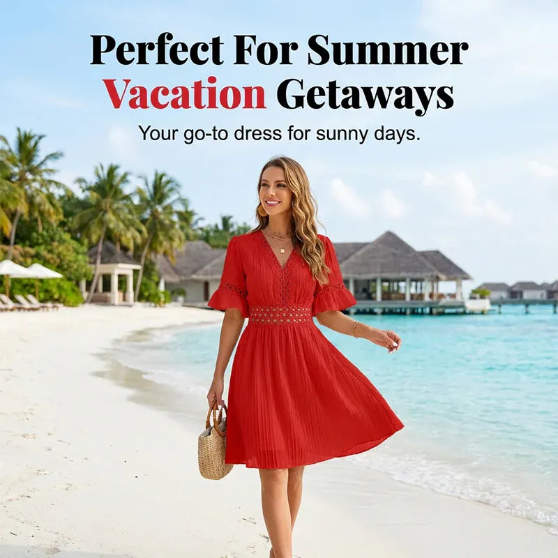 Women’s Lace Cutout V-Neck Mini Dress