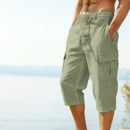 Men's Drawstring Cargo Capri Pants