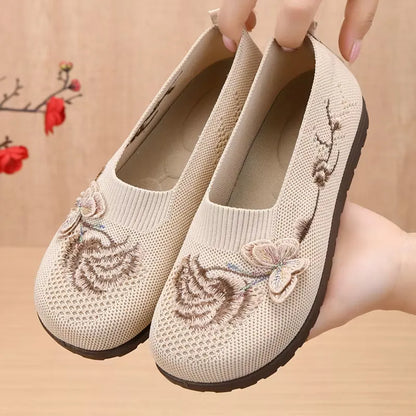 Women's Butterfly Embroidered Knit Loafers