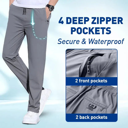 Men’s Quick-Dry Stretch Pants with Zipper Pockets