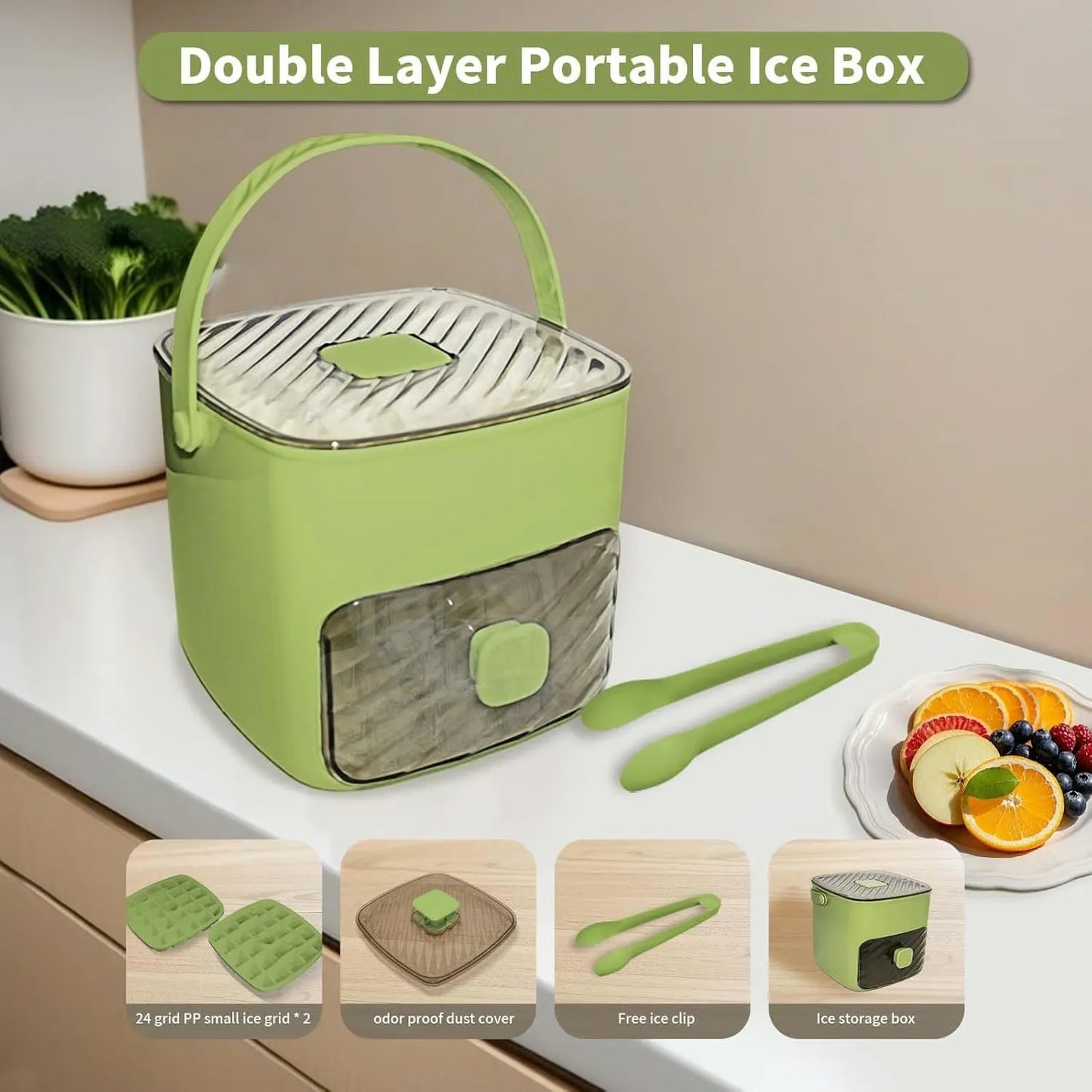 Portable Ice Cube Maker and Storage Box Set