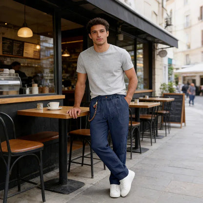 Men’s Casual Linen-Look Drawstring Pants
