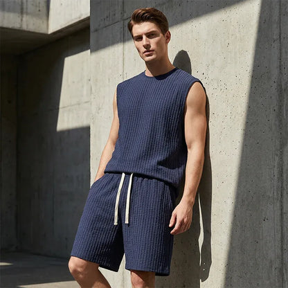 Men’s Textured Sleeveless Lounge Set