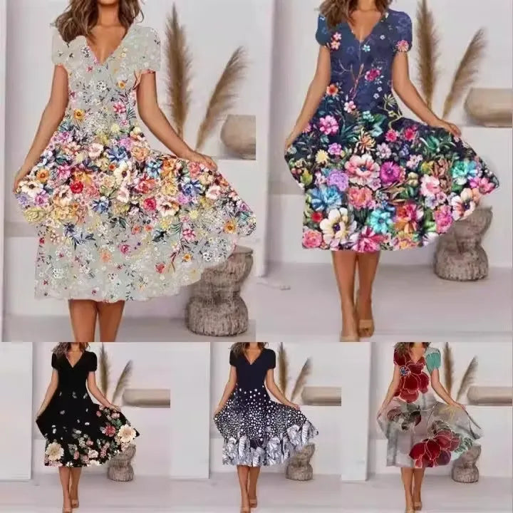 Women’s Floral V-Neck Midi Dress