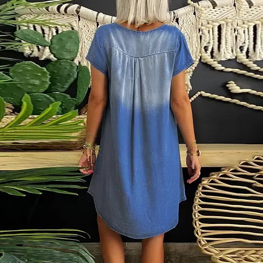 Women's Washed Denim Shift Dress