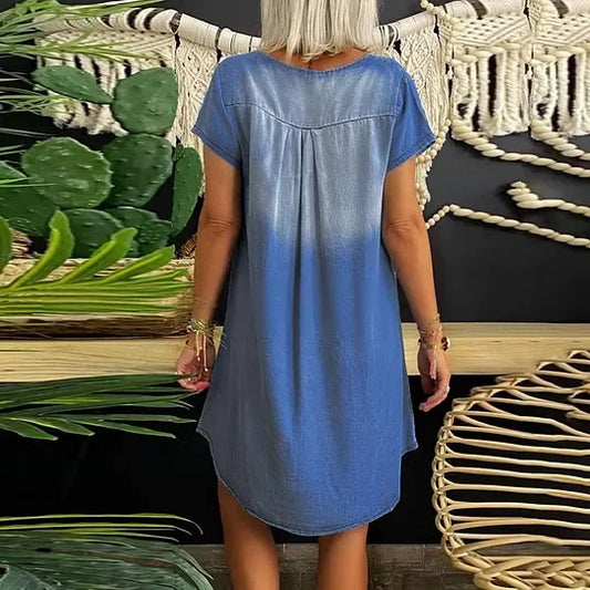 Women's Washed Denim Shift Dress