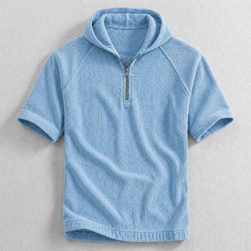 Men’s Short Sleeve Half-Zip Hooded Shirt
