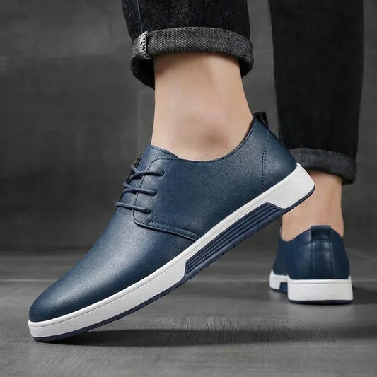 Men’s Casual Leather-Look Lace-Up Sneakers