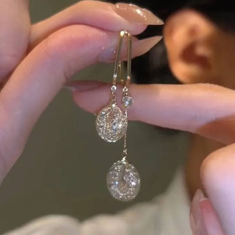 Elegant Crystal Drop Tassel Earrings