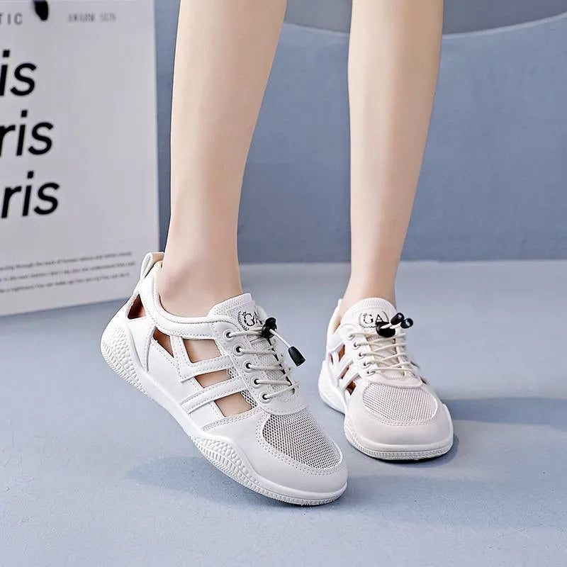 Breathable Cutout Lace-Up Comfort Sneakers