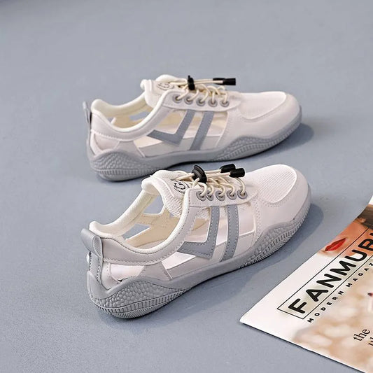Breathable Cutout Lace-Up Comfort Sneakers