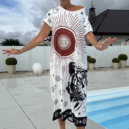 Women’s Printed Loose Fit Midi Dress