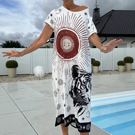 Women’s Printed Loose Fit Midi Dress