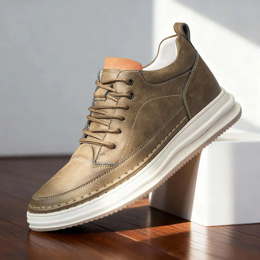 Men’s Leather-Look Lace-Up Casual Sneakers