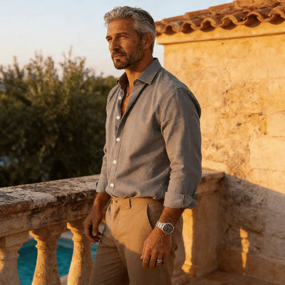 Men’s Relaxed Long Sleeve Button-Up Shirt