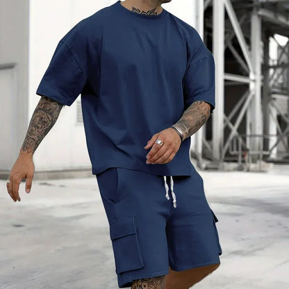Men’s Relaxed Fit T-Shirt &amp; Cargo Shorts Set