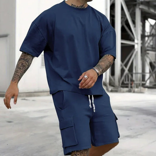 Men’s Relaxed Fit T-Shirt &amp; Cargo Shorts Set