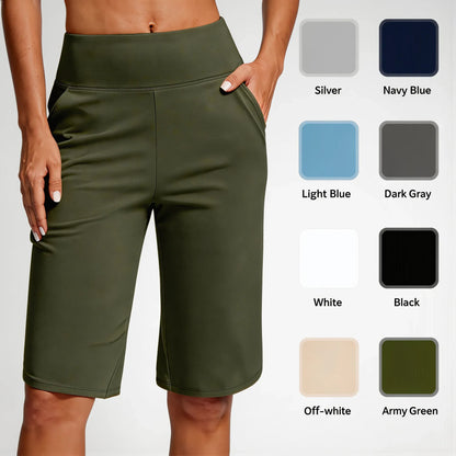 Women’s High-Waisted Knee-Length Pocket Shorts