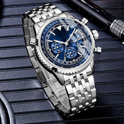 Men’s Chronograph-Style Stainless Steel Bracelet Watch