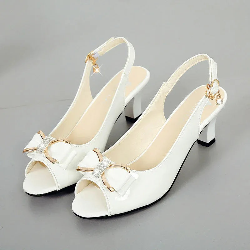 Women’s Bow-Accent Peep-Toe Slingback Heels