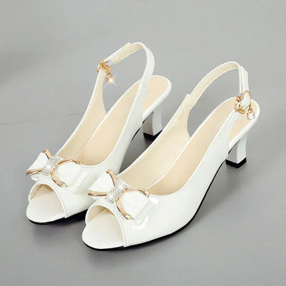 Women’s Bow-Accent Peep-Toe Slingback Heels