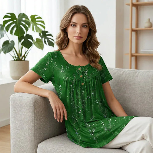 Women’s Floral Pleated Tunic Top