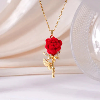 Velvet Rose Pendant Necklace